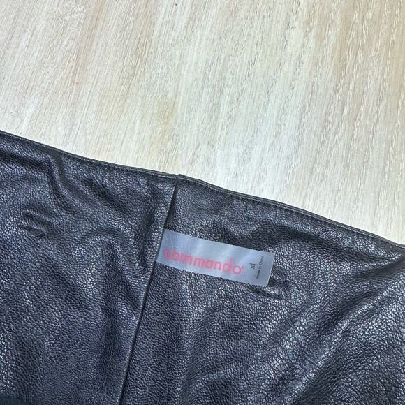 Commando Black Faux Leather Vegan High Waisted Belted Paperbag Pants XL - Picture 12 of 13